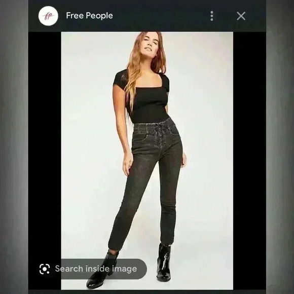 NWT  Lace Up high waisted Skinny Denim Jeans - Picture 3 of 6